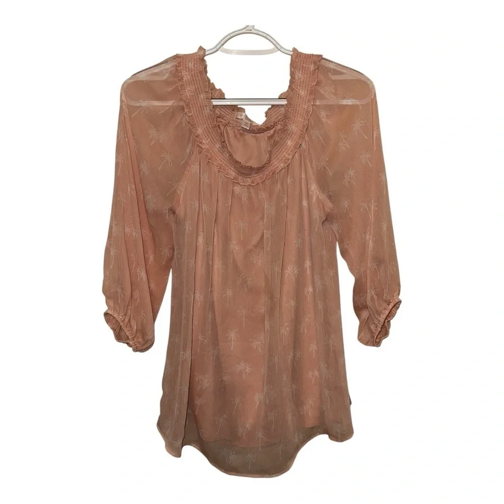 EUC LC Lauren Conrad Pink Ruffled Bib Collar Blouse